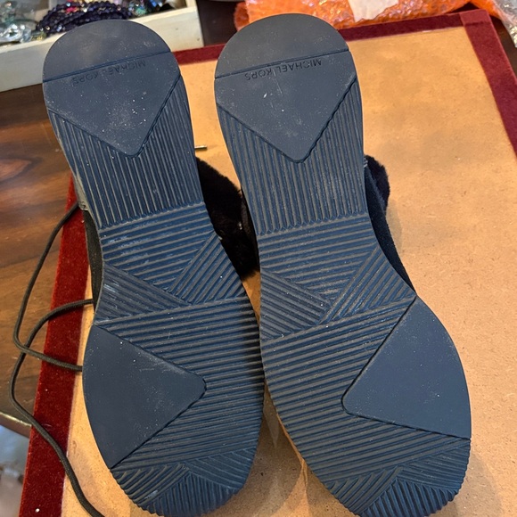 Michael Kors Sparkle Fabric, Faux Fur & leather, skater style lace up Booties - Picture 13 of 14